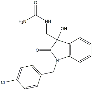 1-(p-Chlorobenzyl)-3-(carbamylaminomethyl)-3-hydroxyindolin-2-one Structure
