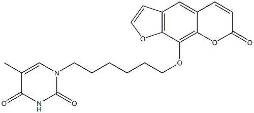 9-[6-[(1,2,3,4-Tetrahydro-5-methyl-2,4-dioxopyrimidin)-1-yl]hexyloxy]-7H-furo[3,2-g][1]benzopyran-7-one Struktur