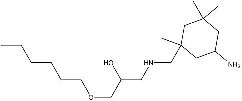 3-[[N-(2-ヒドロキシ-3-ヘキシルオキシプロピル)アミノ]メチル]-3,5,5-トリメチルシクロヘキシルアミン 化学構造式