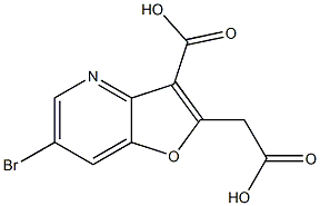 2-(カルボキシメチル)-6-ブロモフロ[3,2-b]ピリジン-3-カルボン酸 化学構造式