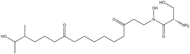 (2S)-2-アミノ-N,3-ジヒドロキシ-N-(3,10-ジオキソ-15-ヒドロキシ-14-メチルヘキサデシル)プロパンアミド 化学構造式