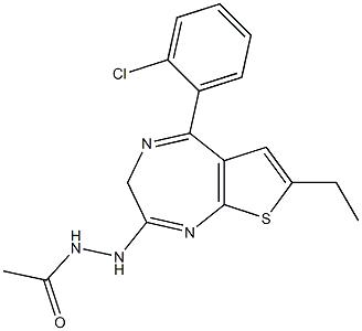 2-(2-アセチルヒドラジノ)-5-(o-クロロフェニル)-7-エチル-3H-チエノ[2,3-e]-1,4-ジアゼピン 化学構造式