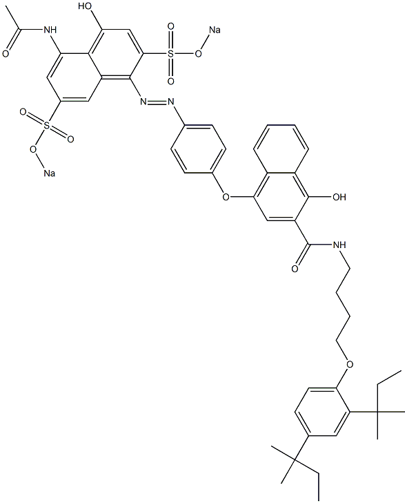 4-[4-[8-(Acetylamino)-1-hydroxy-3,6-bis(sodiosulfo)-4-naphtylazo]phenoxy]-N-[4-(2,4-di-tert-pentylphenoxy)butyl]-1-hydroxy-2-naphthamide Structure