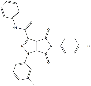 1,3a,4,5,6,6a-ヘキサヒドロ-4,6-ジオキソ-N-フェニル-5-(4-クロロフェニル)-1-(3-メチルフェニル)ピロロ[3,4-c]ピラゾール-3-カルボアミド 化学構造式
