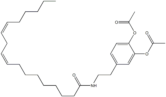 Diacetic acid 4-[2-[[(9Z,12Z)-1-oxo-9,12-octadecadienyl]amino]ethyl]-1,2-phenylene ester Struktur