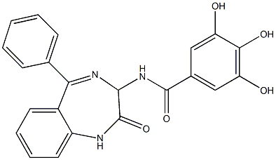 N-[(2,3-Dihydro-2-oxo-5-phenyl-1H-1,4-benzodiazepin)-3-yl]-3,4,5-trihydroxybenzamide Struktur