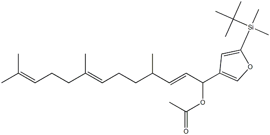 Acetic acid 1-[5-(tert-butyldimethylsilyl)-3-furyl]-4,8,12-trimethyl-2,7,11-tridecatrienyl ester Structure