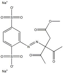 2-(1,1-Diacetyl-2-methoxycarbonylethylazo)-1,4-benzenedisulfonic acid disodium salt Structure