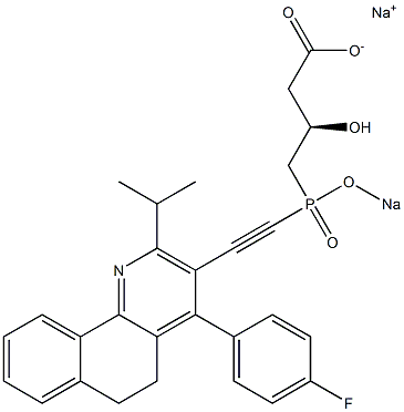 (3R)-4-[[[[4-(4-Fluorophenyl)-5,6-dihydro-2-isopropylbenzo[h]quinolin]-3-yl]ethynyl]sodiooxyphosphinyl]-3-hydroxybutyric acid sodium salt Struktur
