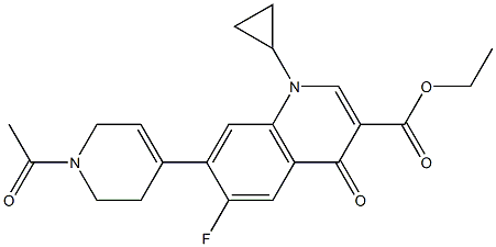 7-[(1-アセチル-1,2,5,6-テトラヒドロピリジン)-4-イル]-6-フルオロ-1-シクロプロピル-1,4-ジヒドロ-4-オキソキノリン-3-カルボン酸エチル 化学構造式