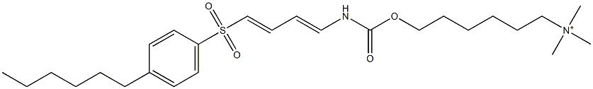 6-[[(1E,3E)-4-(4-ヘキシルフェニル)スルホニル-1,3-ブタジエニル]アミノカルボニルオキシ]-N,N,N-トリメチルヘキサン-1-アミニウム 化学構造式