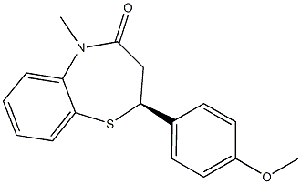 (2S)-2,3-ジヒドロ-5-メチル-2-(4-メトキシフェニル)-1,5-ベンゾチアゼピン-4(5H)-オン 化学構造式