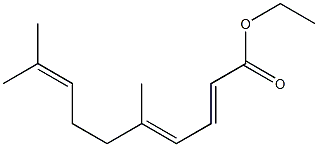 (2E,4E)-5,9-ジメチル-2,4,8-デカトリエン酸エチル 化学構造式