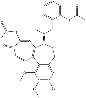 (S)-6,7-Dihydro-7-[(2-acetoxybenzyl)(methyl)amino]-1,2,3-trimethoxy-9-acetoxybenzo[a]heptalen-10(5H)-one Struktur