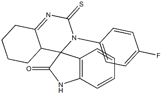 3-(4-フルオロフェニル)-2-チオキソ-1',2,2',4a,5,6,7,8-オクタヒドロスピロ[キナゾリン-4(3H),3'-[3H]インドール]-2'-オン 化学構造式