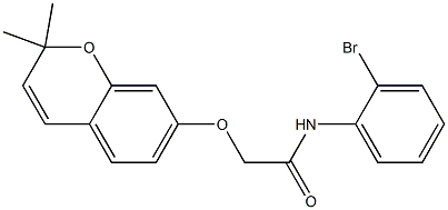 2-[[2,2-ジメチル-2H-1-ベンゾピラン-7-イル]オキシ]-2'-ブロモアセトアニリド 化学構造式
