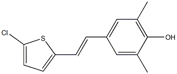 4-[(E)-2-(5-クロロ-2-チエニル)エテニル]-2,6-ジメチルフェノール 化学構造式
