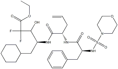 (4S)-4-[(S)-2-(N-Morpholinosulfonyl-L-phenylalanylamino)-4-pentenoylamino]-5-cyclohexyl-2,2-difluoro-3-hydroxyvaleric acid ethyl ester Structure