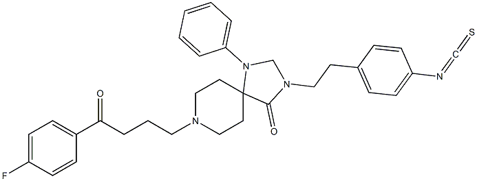 8-[4-(4-フルオロフェニル)-4-オキソブチル]-3-(4-イソチオシアナトフェネチル)-1-フェニル-1,3,8-トリアザスピロ[4.5]デカン-4-オン 化学構造式