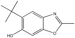5-tert-ブチル-6-ヒドロキシ-2-メチルベンゾオキサゾール 化学構造式