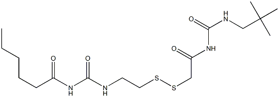 1-Hexanoyl-3-[2-[[(3-neopentylureido)carbonylmethyl]dithio]ethyl]urea 结构式