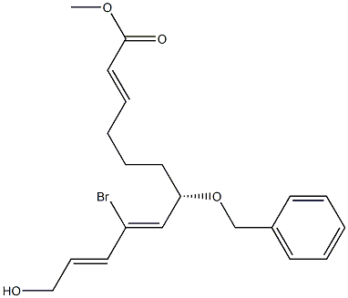 (2E,7S,8Z,10E)-9-Bromo-12-hydroxy-7-(benzyloxy)-2,8,10-dodecatrienoic acid methyl ester Structure