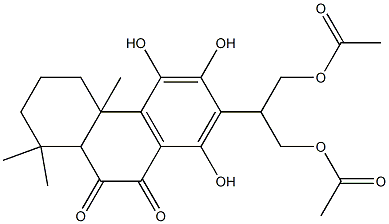 7-[2-Acetoxy-1-(acetoxymethyl)ethyl]-1,2,3,4,4a,10a-hexahydro-5,6,8-trihydroxy-1,1,4a-trimethylphenanthrene-9,10-dione Structure