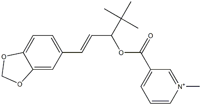 3-[[[(E)-1-(3,4-メチレンジオキシフェニル)-4,4-ジメチル-1-ペンテン-3-イル]オキシ]カルボニル]-1-メチルピリジニウム 化学構造式