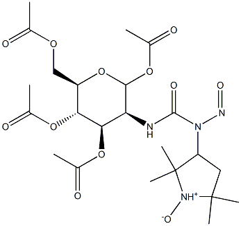 2,2,5,5-Tetramethyl-3-[[(1-O,3-O,4-O,6-O-tetraacetyl-2-deoxy-D-glucopyranos-2-yl)aminocarbonyl]nitrosoamino]pyrrolidine 1-oxide Structure