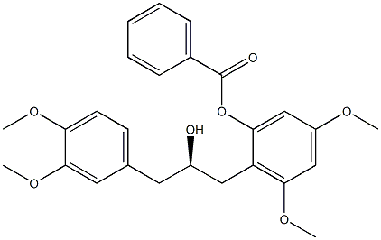 [R,(+)]-1-(3,4-Dimethoxyphenyl)-3-(2-benzoyloxy-4,6-dimethoxyphenyl)-2-propanol Struktur