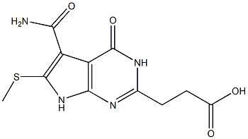 2-(2-カルボキシエチル)-6-(メチルチオ)-4-オキソ-3,4-ジヒドロ-7H-ピロロ[2,3-d]ピリミジン-5-カルボアミド 化学構造式