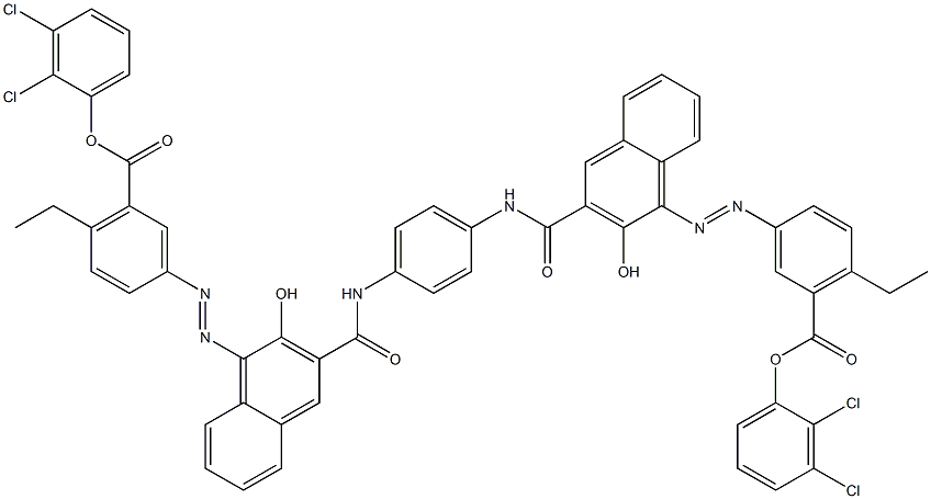 1,4-Bis[1-[[4-ethyl-5-(2,3-dichlorophenoxycarbonyl)phenyl]azo]-2-hydroxy-3-naphthoylamino]benzene Structure