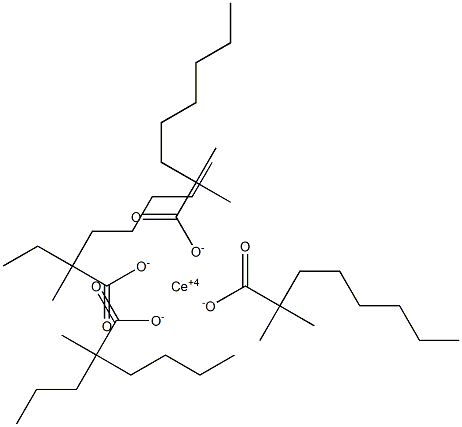 セリウム(IV)ビス(2,2-ジメチルオクタノアート)(2-エチル-2-メチルヘプタノアート)(2-メチル-2-プロピルヘキサノアート) 化学構造式