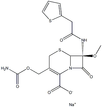(7S)-3-Carbamoyloxymethyl-7-methoxy-8-oxo-7-(2-thienylacetylamino)-5-thia-1-azabicyclo[4.2.0]oct-2-ene-2-carboxylic acid sodium salt Struktur