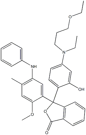 3-[4-[Ethyl(3-ethoxypropyl)amino]-2-hydroxyphenyl]-3-(2-methoxy-4-methyl-5-anilinophenyl)phthalide Struktur