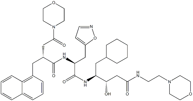 (3S,4S)-3-Hydroxy-5-cyclohexyl-4-[[(2S)-3-(5-isoxazolyl)-2-[[(2R)-2-[morpholinocarbonylmethyl]-3-(1-naphthalenyl)propionyl]amino]propionyl]amino]-N-(2-morpholinoethyl)valeramide Structure