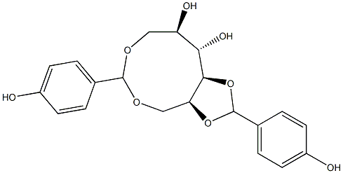 1-O,6-O:4-O,5-O-ビス(4-ヒドロキシベンジリデン)-L-グルシトール 化学構造式