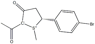 (5R)-2-Acetyl-5-(p-bromophenyl)-1-methyl-3-oxo-2,3,4,5-tetrahydrothiophen-1-ium-2-ide Struktur