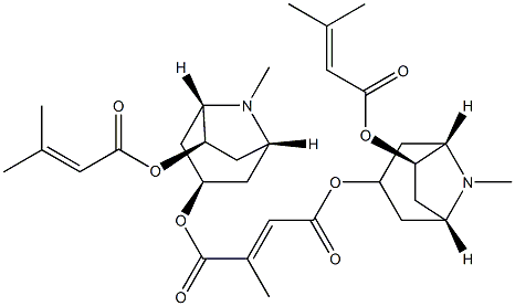 (E)-2-Methyl-2-butenedioic acid bis[(1R,3R,5S,6R)-8-methyl-6-[(3-methyl-1-oxo-2-butenyl)oxy]-8-azabicyclo[3.2.1]octan-3-yl] ester Structure