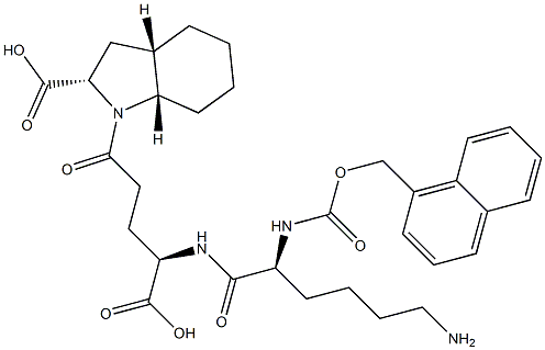 (2S,3aS,7aS)-Octahydro-1-[(4R)-4-[[(2S)-6-amino-2-[(1-naphthalenylmethoxy)carbonylamino]hexanoyl]amino]-4-carboxybutyryl]-1H-indole-2-carboxylic acid Struktur