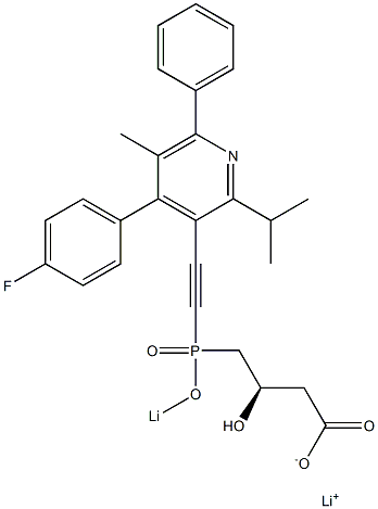 (3R)-4-[[[4-(4-Fluorophenyl)-2-isopropyl-5-methyl-6-phenyl-3-pyridinyl]ethynyl]lithiooxyphosphinyl]-3-hydroxybutyric acid lithium salt Struktur