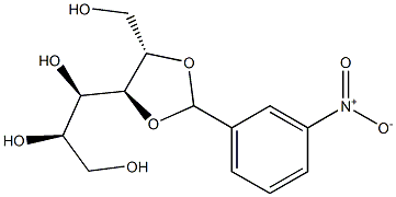 2-O,3-O-(3-ニトロベンジリデン)-D-グルシトール 化学構造式