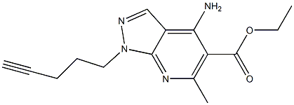 1-(4-Pentynyl)-4-amino-6-methyl-1H-pyrazolo[3,4-b]pyridine-5-carboxylic acid ethyl ester Structure