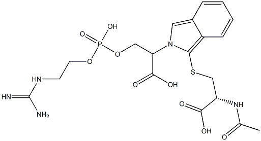 S-[2-[2-[[[2-[[Amino(imino)methyl]amino]ethoxy]phosphonyl]oxy]-1-carboxyethyl]-2H-isoindol-1-yl]-N-acetyl-L-cysteine Struktur