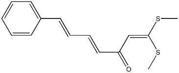 (4E,6E)-7-[フェニル]-1,1-ビス(メチルチオ)-1,4,6-ヘプタトリエン-3-オン 化学構造式