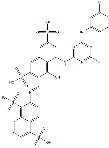 2-[8-[4-(m-Chloroanilino)-6-fluoro-1,3,5-triazin-2-ylamino]-1-hydroxy-3,6-disulfo-2-naphtylazo]-1,5-naphthalenedisulfonic acid 结构式