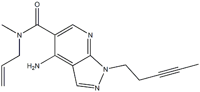 1-(3-Pentynyl)-4-amino-N-methyl-N-(2-propenyl)-1H-pyrazolo[3,4-b]pyridine-5-carboxamide Struktur