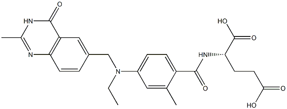 (2S)-2-[2-Methyl-4-[N-[(3,4-dihydro-2-methyl-4-oxoquinazolin)-6-ylmethyl]-N-ethylamino]benzoylamino]glutaric acid Struktur