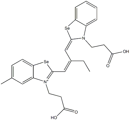 3-(2-Carboxyethyl)-2-[2-[[3-(2-carboxyethyl)benzoselenazol-2(3H)-ylidene]methyl]-1-butenyl]-5-methylbenzoselenazol-3-ium Struktur