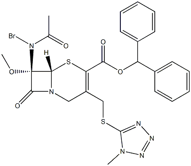 (7S)-7-(Bromoacetylamino)-7-methoxy-3-[[(1-methyl-1H-tetrazole-5-yl)thio]methyl]cepham-3-ene-4-carboxylic acid diphenylmethyl ester Struktur
